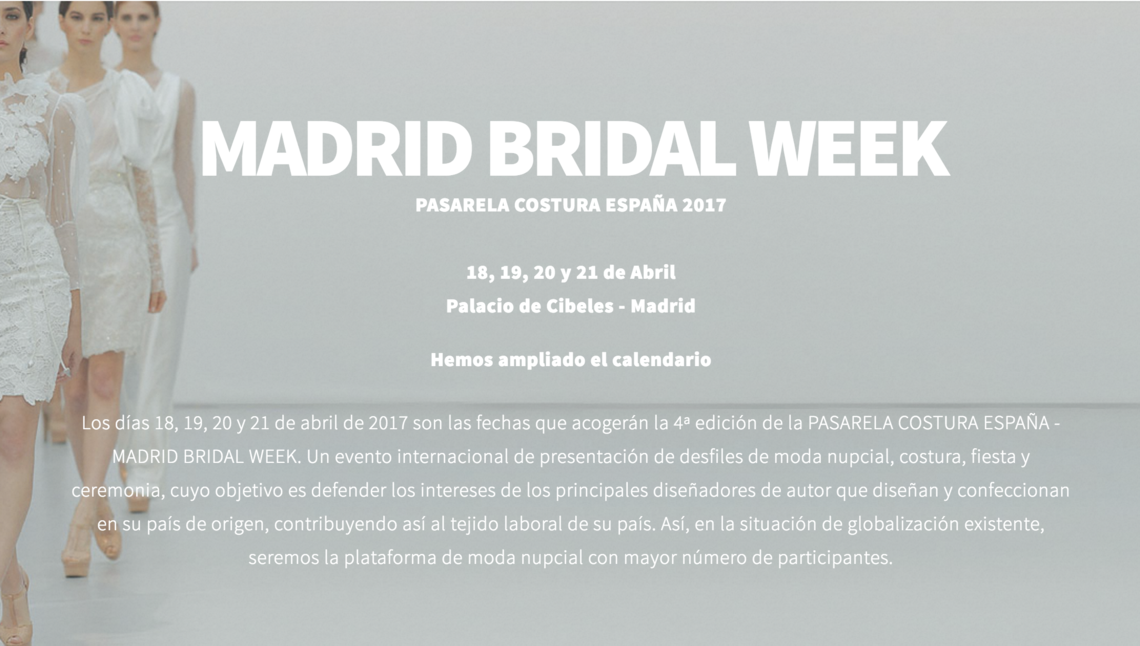 Portada Madrid Bridal Week 2017 Portada Madrid Bridal Week 2017