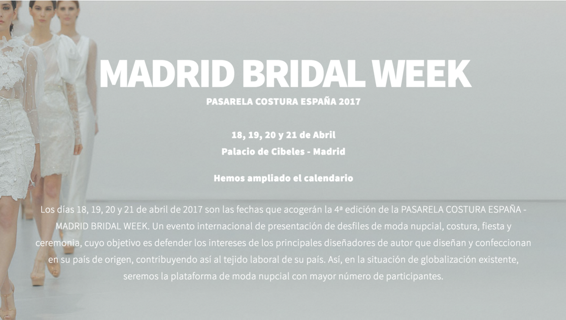 Portada Madrid Bridal Week 2017