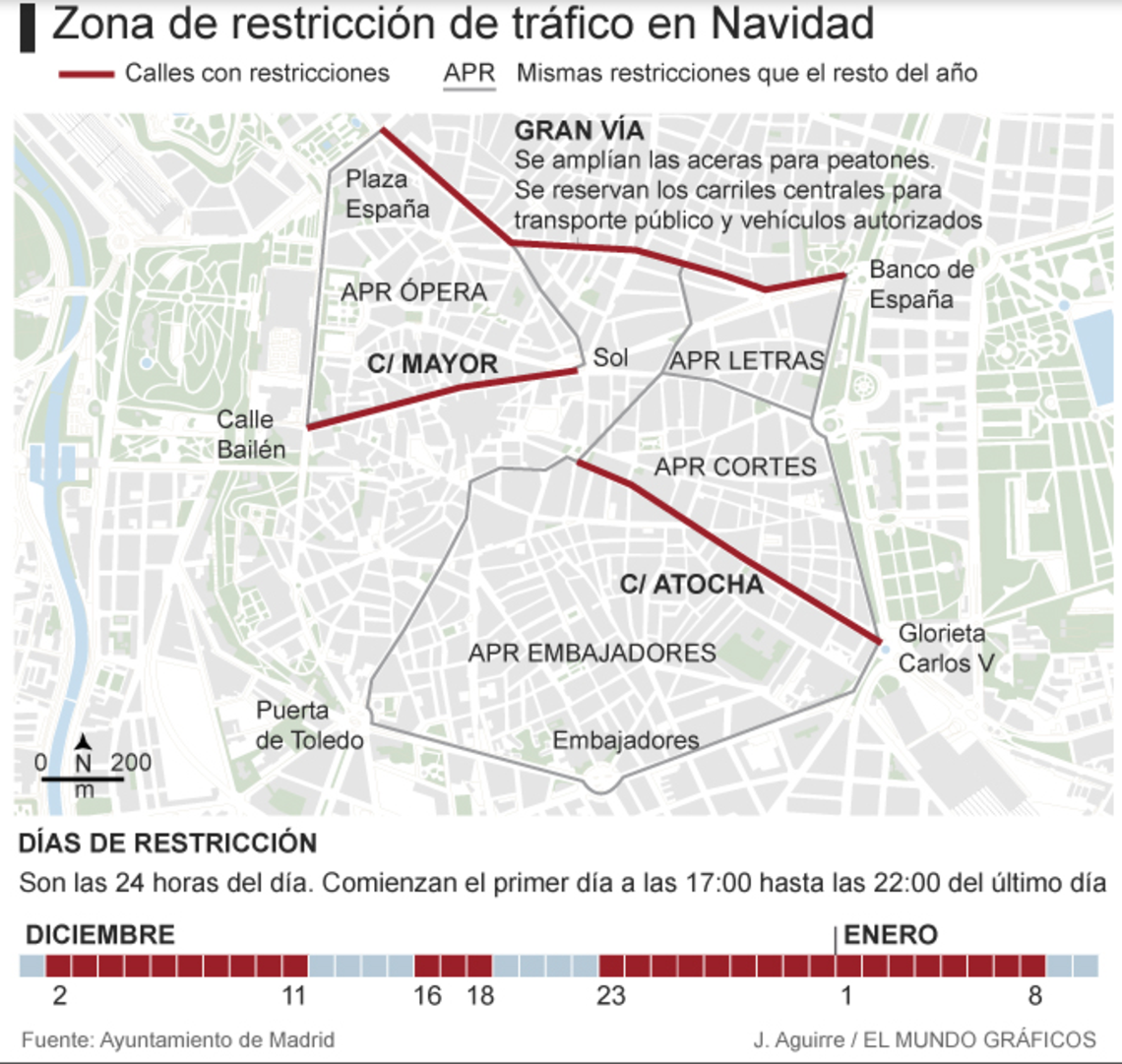 Plano calles acceso restringido Navidad 2016